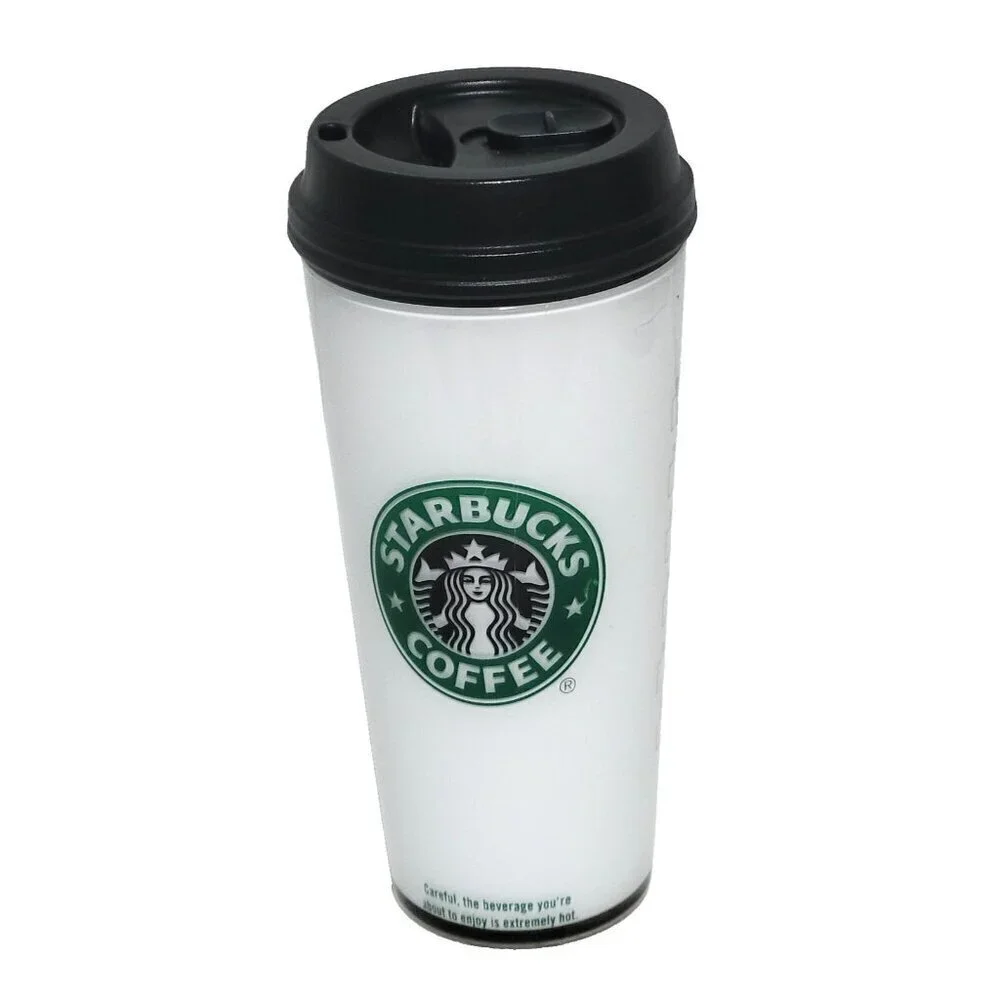 Starbucks Classic Tumbler 2008 White Logo Green Siren Mermaid Travel 16 Oz